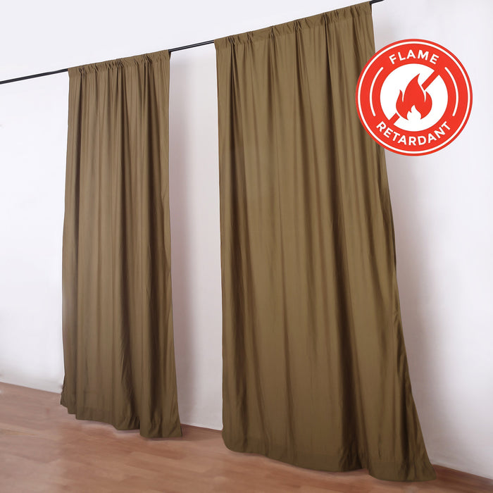 2 Pack Taupe Durable Flame Resistant Scuba Polyester Curtain Panel Backdrops Wrinkle Free