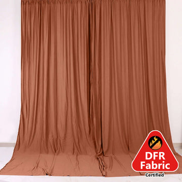 2 Pack Terracotta (Rust) Scuba Polyester Event Curtain Drapes, Durable Flame Resistant Backdrop Event Panels Wrinkle Free with Rod Pockets - 10ftx10ft