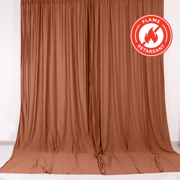 2 Pack Terracotta (Rust) Scuba Polyester Event Curtain Drapes, Durable Flame Resistant Backdrop Event Panels Wrinkle Free with Rod Pockets - 10ftx10ft