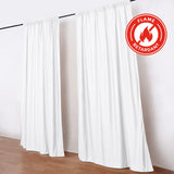 White flame-retardant curtains on rod in minimalist room