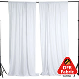 2 Pack White Scuba Polyester Event Curtain Drapes, Durable Flame Resistant Backdrop Event Panels Wrinkle Free with Rod Pockets - 10ftx10ft