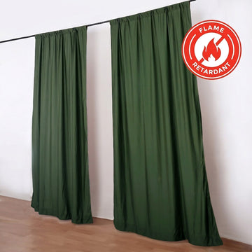 2 Pack 5ftx10ft Olive Green Scuba Polyester Backdrop Drape Curtains, Durable Flame Resistant Event Divider Panels Wrinkle Free With Rod Pockets