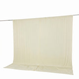 Cream seamless photography backdrop cloth on hanging rod