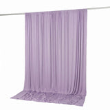 Lavender purple sheer curtain draped on rod, studio product image