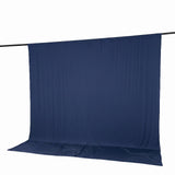 Blue fabric backdrop with floor sweep on hanging support stand