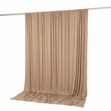 Beige draped curtain backdrop on white background