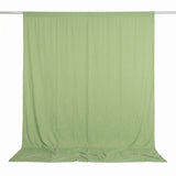 Light green fabric backdrop curtain hanging on a rod#whtbkgd