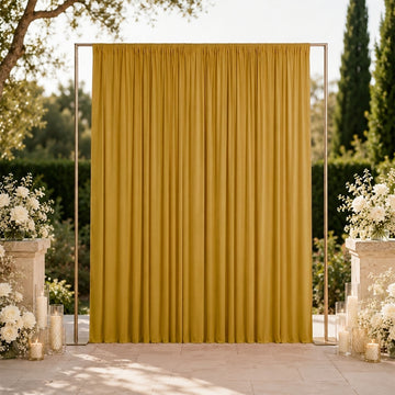 10ft x 12ft Spandex Backdrop Curtain Gold, 4-Way Stretch Wrinkle-Free Photo Booth Backdrop with Rod Pockets for Wedding & Events
