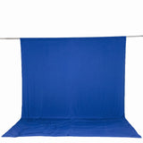 Blue photography backdrop cloth on support rod, seamless studio background