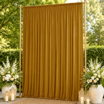 10ft x 14ft Spandex Backdrop Curtain Gold, 4-Way Stretch Wrinkle-Free Photo Booth Backdrop with Rod Pockets for Wedding & Events