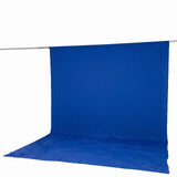 Blue photography backdrop curtain on support rod and floor sweep#whtbkgd