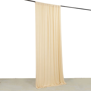 Beige 4-Way Stretch Spandex Event Curtain Drapes, Wrinkle Resistant Backdrop Event Panel with Rod Pockets - 5ftx10ft
