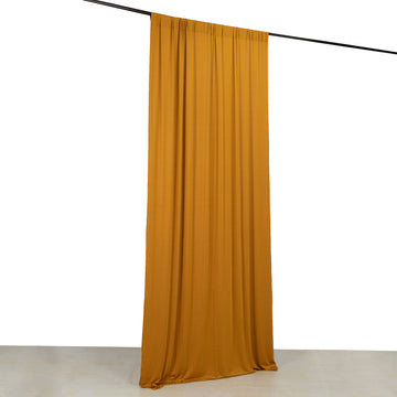 Gold 4-Way Stretch Spandex Event Curtain Drapes, Wrinkle Resistant Backdrop Event Panel with Rod Pockets - 5ftx10ft