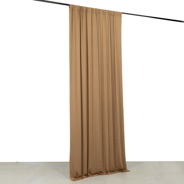Taupe 4-Way Stretch Spandex Event Curtain Drapes, Wrinkle Resistant Backdrop Event Panel with Rod Pockets - 5ftx10ft