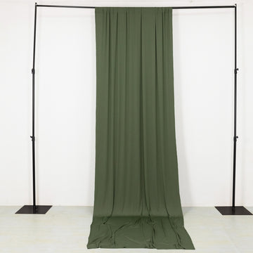 Dusty Sage Green 4-Way Stretch Spandex Backdrop Curtain with Rod Pockets, Wrinkle Resistant Drapery Panel - 5ftx14ft