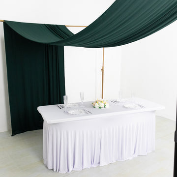 Hunter Emerald Green 4-Way Stretch Spandex Backdrop Curtain with Rod Pockets, Wrinkle Resistant Drapery Panel - 5ftx18ft