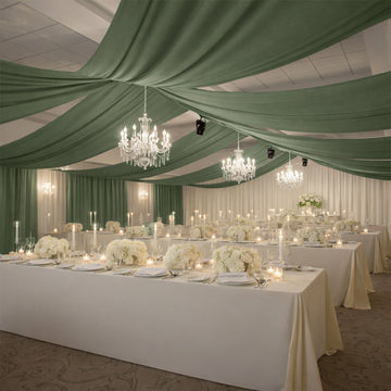 Dusty Sage Green 4-Way Stretch Spandex Event Curtain Drapes, Wrinkle-Free Backdrop Panel with Rod Pockets - 5ft x 20ft
