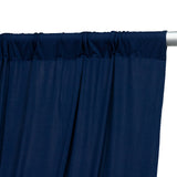Navy blue curtain panel with gathered top detail