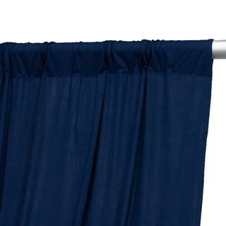 Navy blue curtain panel with gathered top detail