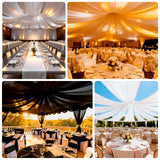 Elegant event spaces with draped ceilings in various settings.