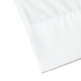 White fabric close-up showing smooth texture and stitching details.