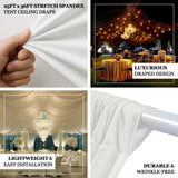 25FT x 36FT stretch spandex tent ceiling drape, lightweight and wrinkle-free.