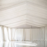 Ivory Stretch Spandex Tent Ceiling Drape – 25ft x 36ft 180GSM Wrinkle-Free Fabric