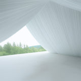 White Stretch Spandex Tent Ceiling Drape – 25ft x 36ft 180GSM Wrinkle-Free Fabric