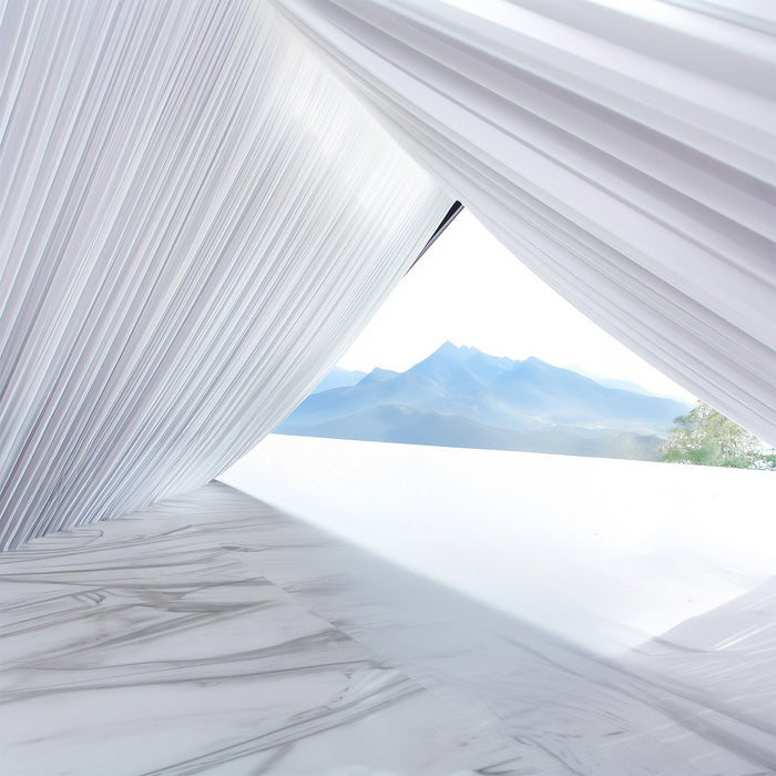 White Stretch Spandex Tent Ceiling Drape – 25ft x 36ft 180GSM Wrinkle-Free Fabric