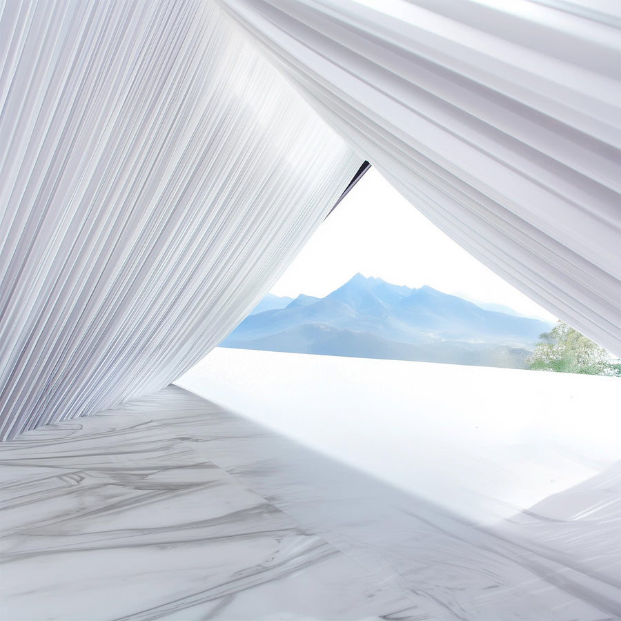 White Stretch Spandex Tent Ceiling Drape – 25ft x 36ft 180GSM Wrinkle-Free Fabric