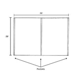 Diagram of a 36' x 25' product with pockets, showcasing dimensions and layout.
