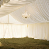Ivory Stretch Spandex Tent Ceiling Drape – 25ft x 36ft 100GSM Wrinkle-Free Fabric Ceiling Liner