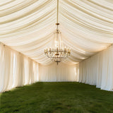 Ivory Stretch Spandex Tent Ceiling Drape – 25ft x 36ft 100GSM Wrinkle-Free Fabric Ceiling Liner