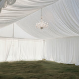 White Stretch Spandex Tent Ceiling Drape – 25ft x 36ft 100GSM Wrinkle-Free Fabric Ceiling Liner