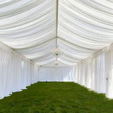 White Stretch Spandex Tent Ceiling Drape – 25ft x 36ft 100GSM Wrinkle-Free Fabric Ceiling Liner