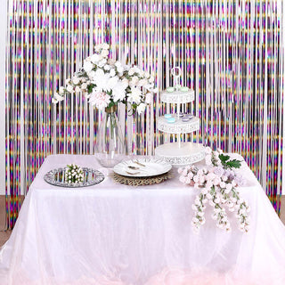Add a Splash of Color with the 8ft Fiesta Rainbow Metallic Tinsel Foil Fringe Doorway Curtain