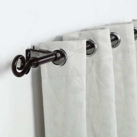White patterned grommet curtain panels