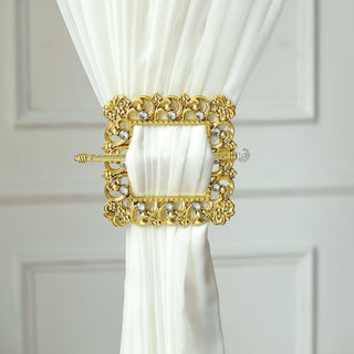 Add Glamour to Your Décor with Gold Barrette Style Diamond Backdrop Drapery Holdbacks