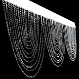 2 Pack Acrylic Crystal Beaded Curtain Valance with Polyester Rod Pocket, Triple Swag Diamond