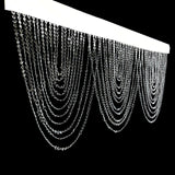 2 Pack Acrylic Crystal Beaded Curtain Valance with Polyester Rod Pocket, Triple Swag Diamond