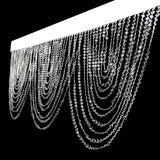 2 Pack Acrylic Crystal Beaded Curtain Valance with Polyester Rod Pocket, Triple Swag Diamond