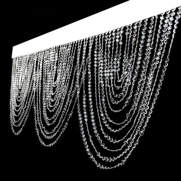 2 Pack Acrylic Crystal Beaded Curtain Valance with Polyester Rod Pocket, 23"x42" Triple Swag Diamond Cut Doorway Curtains