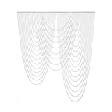 White beaded curtain drapery with cascading strands for home decor