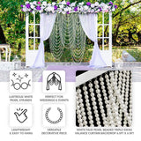 White faux pearl beaded triple swag curtain backdrop for weddings and events.