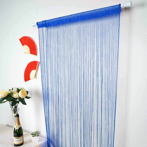 Royal blue string curtain panel
