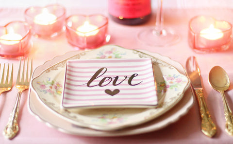 Romantic outdoor table with floral centerpiece
