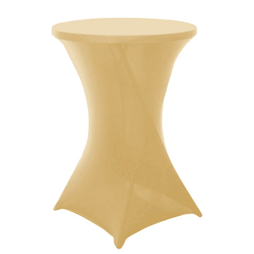 Champagne Highboy Spandex Cocktail Table Cover, Fitted Stretch Tablecloth for 24"-32" Dia High Top Tables
