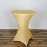 Champagne Highboy Spandex Cocktail Table Cover, Fitted Stretch Tablecloth for 24"-32" Dia Tables