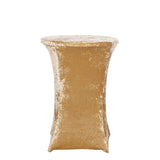 Champagne Crushed Velvet Spandex Fitted Round Highboy Cocktail Table Cover