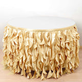 14FT Champagne Curly Willow Taffeta Table Skirt